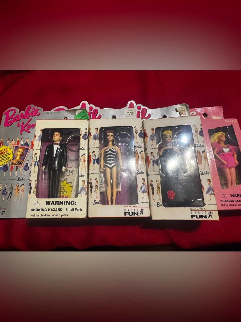 Barbie LOT Of 4 1995/96 Keychain Mini Dolls SERIES 1959-75 BASIC FUN NRFB